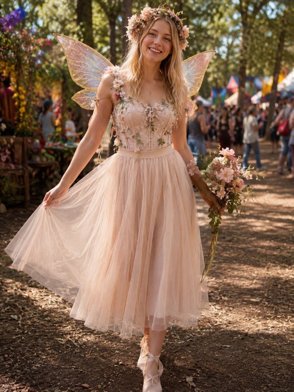 Haute Monde Blush Pink Peach Tulle Midi Skirt Balletcore Layered Size Medium